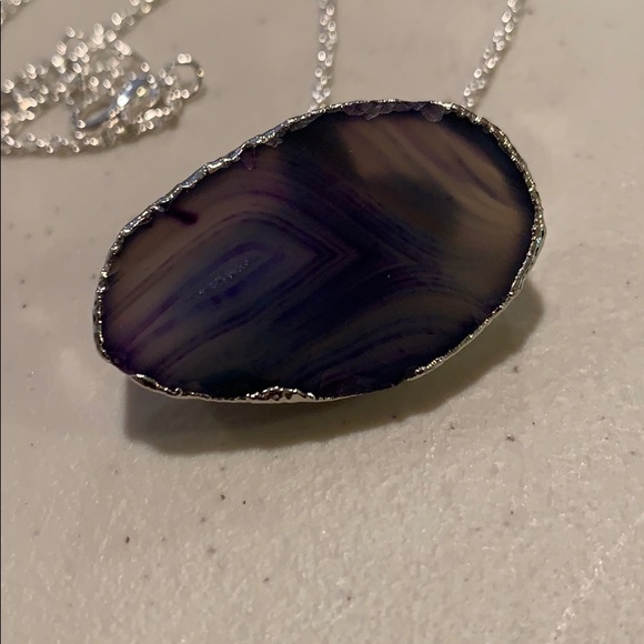 Handmade by me agate drussy on silver 16 in chain - Picture 4 of 5
